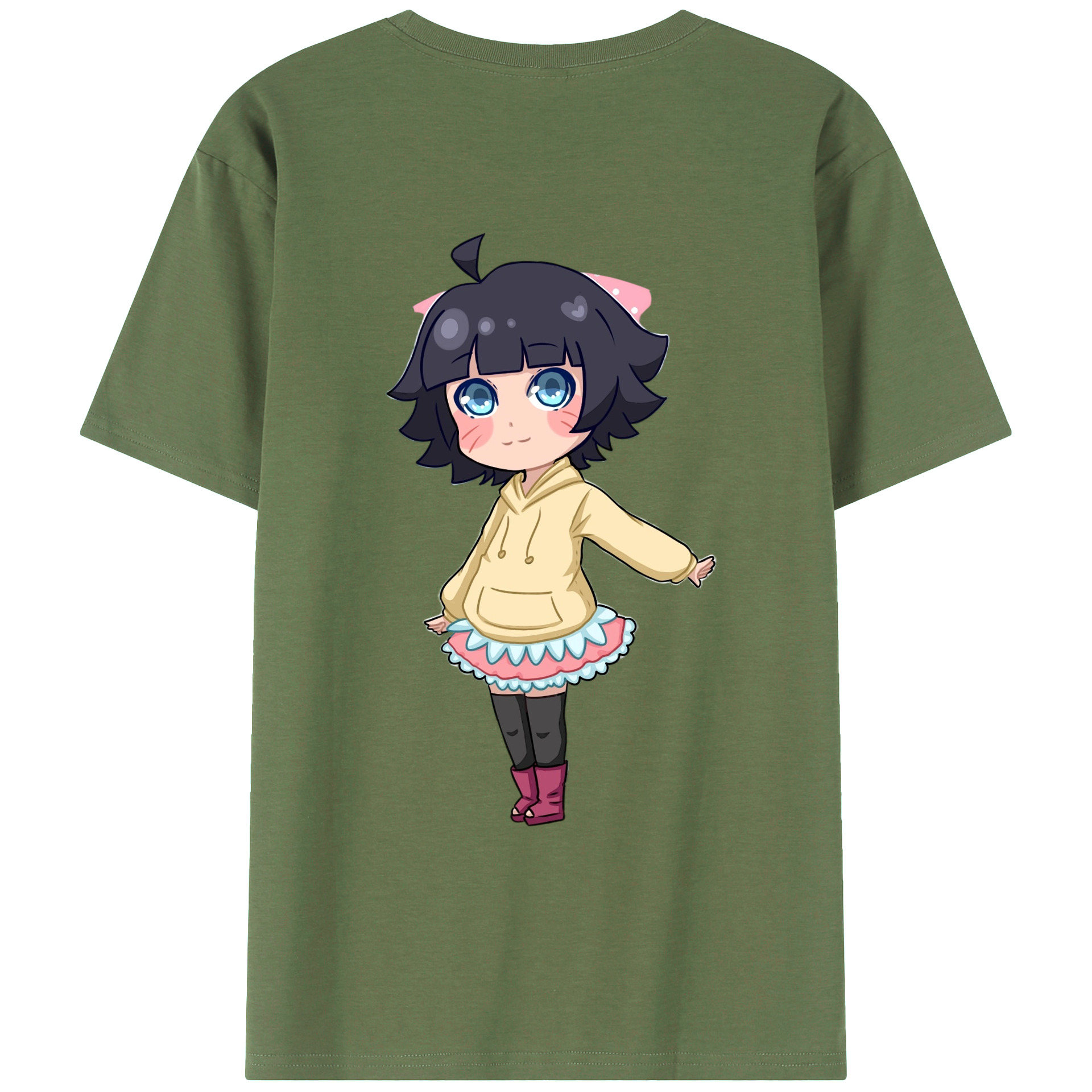 （画像用） NARUTO -ナルト- うずまき ヒマワリ Uzumaki Himawari 綿100％ メンズ半袖Tシャツ（バックプリント） 通気性